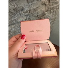 Estee Lauder Pink Satin Compact Mirror with Ribbon Pull