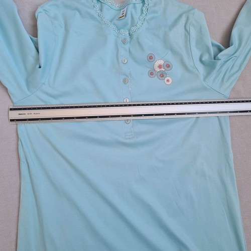 Neu Calida Damen Schlafshirt Größe XS Langarm Pyjama 100% Baumwolle Blau - Bild 14 von 17