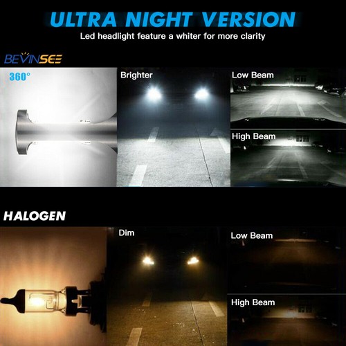 H11 LED Headlight Bulbs 6000K for Jeep fit Compass 2011-2022 Bright Cool White - Picture 6 of 9