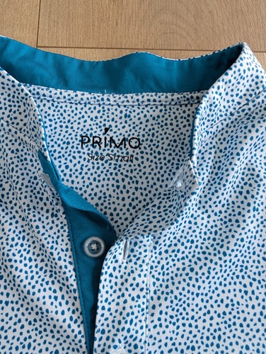 Primo Henley Shirt Mens Small Blue Stretch Short Sleeve Golf Apparel Scallop Cut - Picture 4 of 9