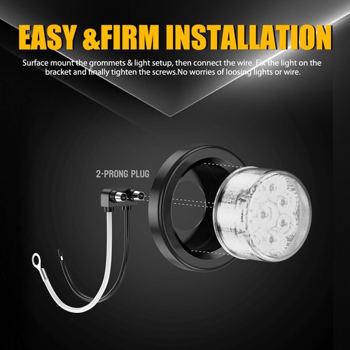 5pcs 2" Inch DOT White Trailer Round 9 LED Marker Lights w/ Grommet for Truck RV - Picture 9 of 19