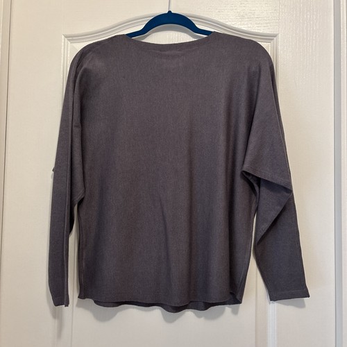 Sioni Damen Rundhals Pullover grau mit Strass verziert vorne Gr. M - Bild 7 von 7