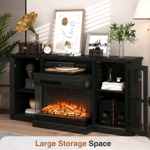 Stylish Modern Fireplace TV Stand for 65” TVs– Fancy Look & Hidden Storage - Picture 7 of 7