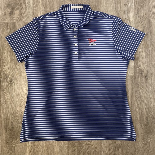 Peter Millar Poloshirt Damen X-Large blau gestreift LACC US Open Golf Performance