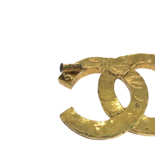 CHANEL Spilla Vintage COCO Mark Strass Metallo Oro CC - Foto 5 di 10