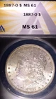 1887-O New Orleans Morgan Silver Dollar $1 ANACS MS 61