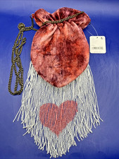 Free People Heart Throb Velvet Beaded Fringe Bag Purse Rose Nwt Free People Heart Throb Velvet Beaded Fringe Bag Purse Rose Nwt
