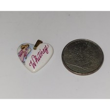 Whitney Heart Shaped Kiln Fired Porcelain Metal Bail Pendant  Angel graphic