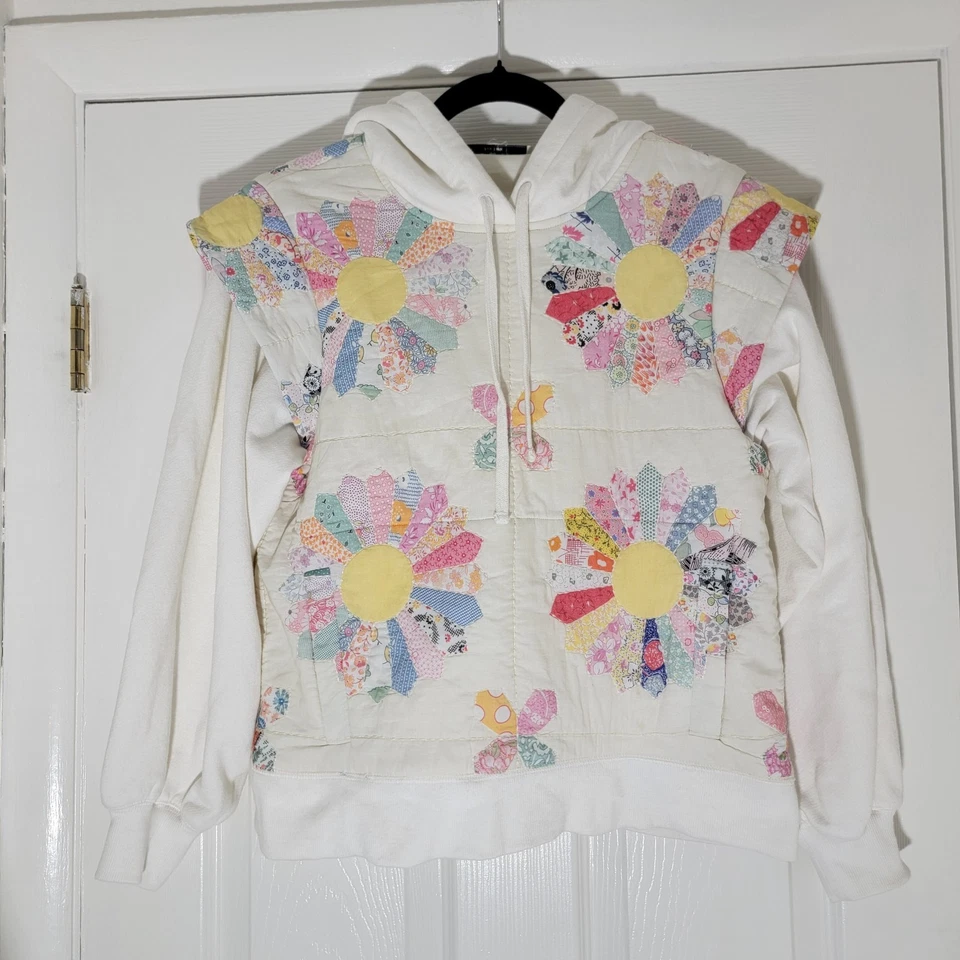 Sea NY Нью-Йорк липа лоскутное одеяло стеганая толстовка с капюшоном только размер XS - Изображение 2 из 4