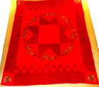 ELEGANT RED & GREEN 50 x 60" QUILTED THROW BLANKET, WALL HANGING OR TABLECLOTH
