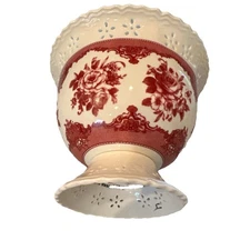 FTD Floral Vase Pedestal Planter Pierced Ceramic Decor Accent Piece