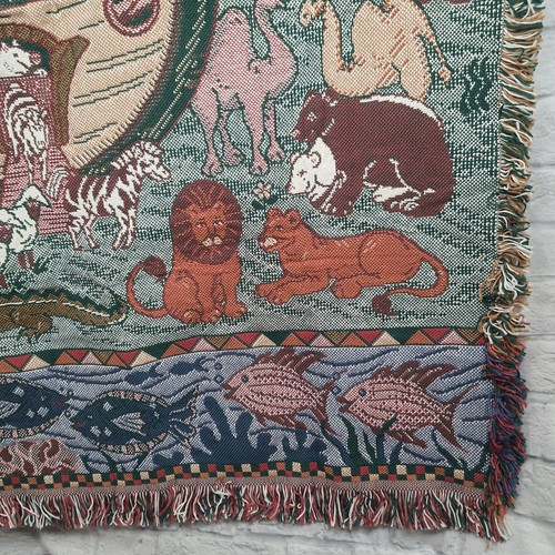 Vtg 1997 American Weavers Noah's Ark Throw Blanket New Wall Tapestry 47x 54” USA - Picture 3 of 7