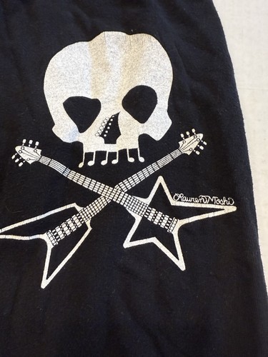 LAUREN MOSHI SKULL ROCK & ROLL BLK SWEATPANTS SZ M - Picture 2 of 4