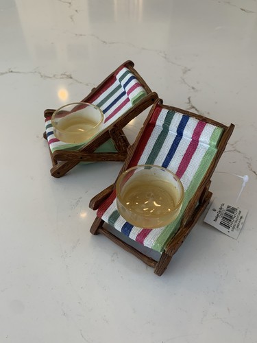 Yankee Candle Collection Striped Lounge Chair Tea Light Holder Set Of 2 Ceramic - Picture 2 of 11