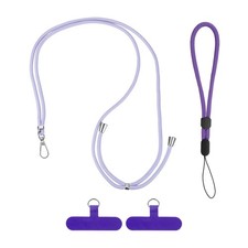 Phone Lanyards 2Pcs - 1Pcs 30" Neck Strap, 1Pcs Wrist Strap with Pad, Purple