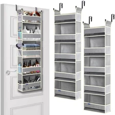 2 Pack Over The Door Hanging Organizer 5-Shelves and 10 Side Pockets, Over Th...