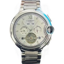 Men Watch Tourbillon Skeleton Automatic Mechanical Classic Luminous Silver
