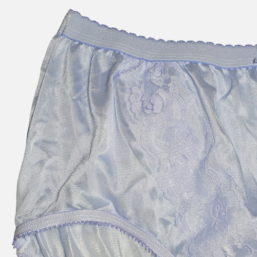 Vintage Silky Nylon Panty Bluish Purple Sissy Lace Granny Brief Sz. 8 Hip 40-44" - Picture 3 of 21