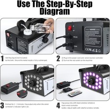 Fog Machine Halloween Outdoor 1200W with 18 LED Lights Smoke Remote Perfect