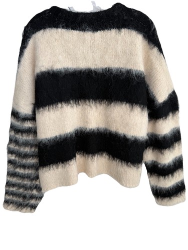 Maglione a righe The Ragged Priest Humbug donna taglia XL fuzzy panna nero - Foto 7 di 9