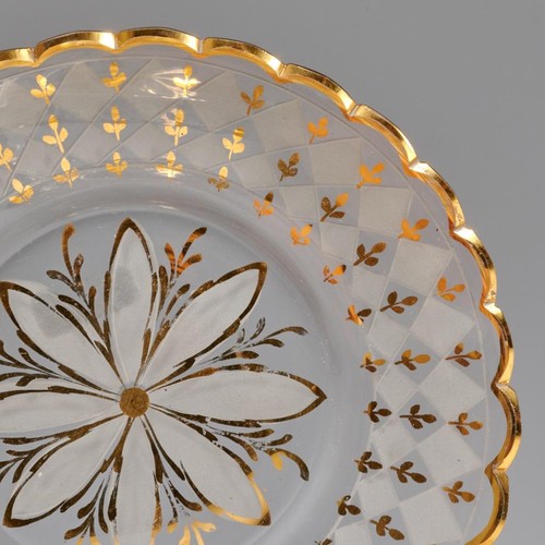 Vintage Crystal Glass Gold Rim Demitasse Espresso Saucers 4pc Lot 6"d Iris Apfel - Picture 3 of 4