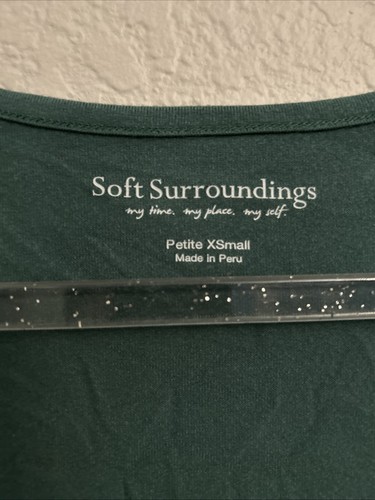 Soft Surroundings Shirt Womens Petite Xsmall Xs Green Scoop Neck Long Sleeve Top - Picture 3 of 4