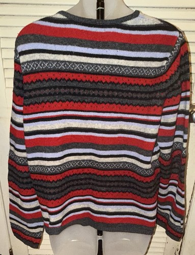 VTG Woman’s Charter Club 100% Lambswool Knit Sweater Red, Gray , White Size XL - Picture 2 of 8