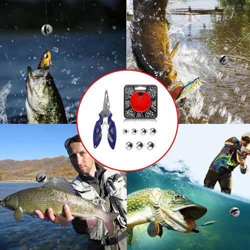 179 PIEZAS Pesas de Pesca de Tiro Dividido, Juego de Aparejos de Pesca Dispensador de 7 Vías con Alicates - Imagen 7 de 10