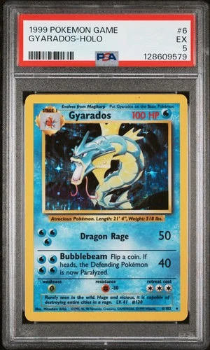 1999 POKEMON BASE SET UNLIMITED #6 GYARADOS-HOLO PSA 5
