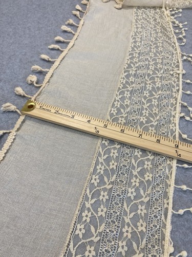 Bohemian Chic Ivory Lace Scarf Fringe with Tassels and Soft Pearls 59"L x9"W - Picture 4 of 8