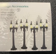 Dept 56 Dickens Village Accessories Double Street Lamps Set of 4 56.5996 w/Box