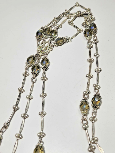 Chicos Pendant Necklace Green Faceted Glass Beads Chandelier Tassel 34" NOS - Picture 9 of 17