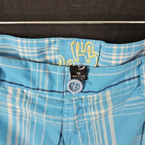 VINTAGE royalblaue Shorts Herren 38 blau/weiß kariert Baggy Baumwolle Skater locker Y2K - Bild 2 von 7
