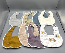 Muslin Unisex Baby Drool Bibs 8 Pack Soft Multi Colored Snap Closure