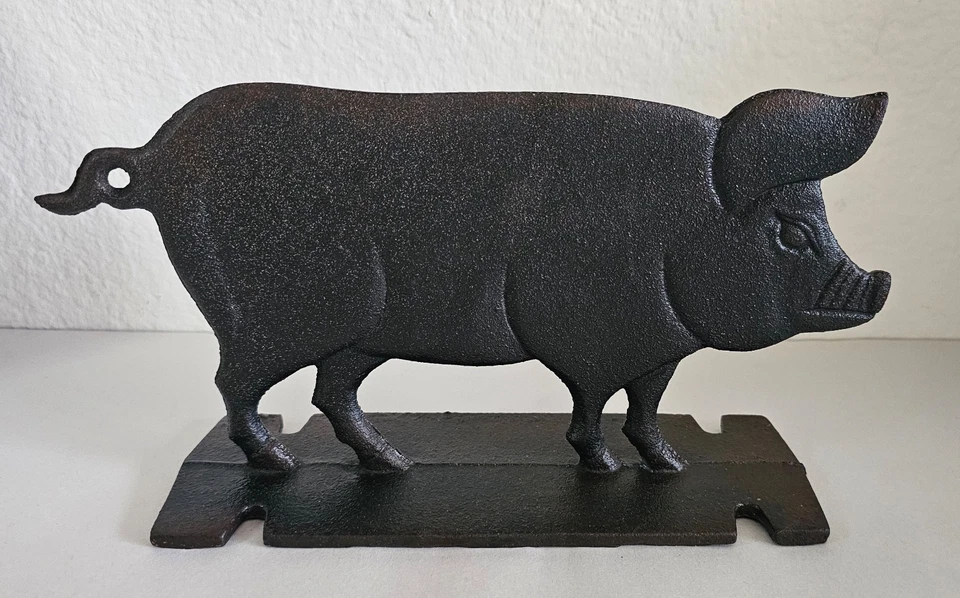 Antique Vintage Style Cast Iron Country Farm Pig Hog Boot Scraper Decor - Image 4 of 4