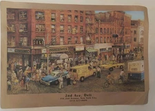 Vintage 2nd AVE DELI Paper Placemat NYC East Village Restaurant Jewish 1978 Art