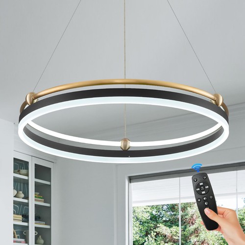 Modern LED Pendant Light 23.6" Black Gold Dimmable Circular LED Chandelier 1 ... - Bild 1 von 9