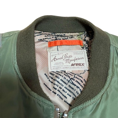 AVIREX MA-1 Flight Jacket Khaki Green Patch Men's 2XL - Picture 5 of 10