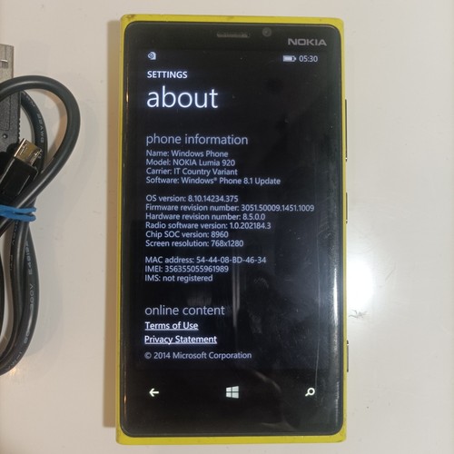 Nokia Lumia 920 32GB - Windows Phone Yellow (Unknown network) - Picture 3 of 4