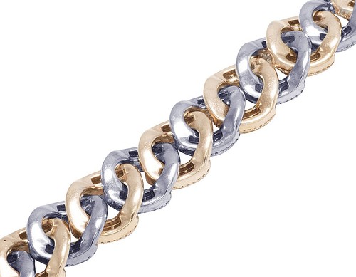 Men's Real 10K Two Tone Gold Cuban Link Genuine Diamond Bracelet 12CT 17mm - Picture 3 of 5