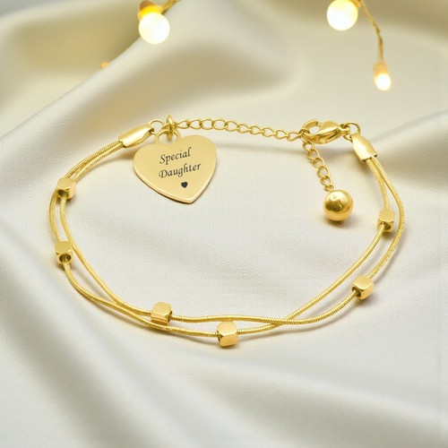 Pulsera Personalizada con Doble Cadena de Oro y Grabado para Mujer o Niña - Imagen 15 de 26