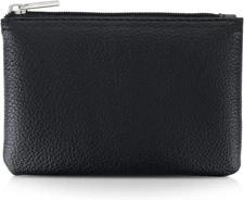  Mini PU Coin Purse – Zipper Change Wallet for Women, ID, Cards, Lipstick, Black