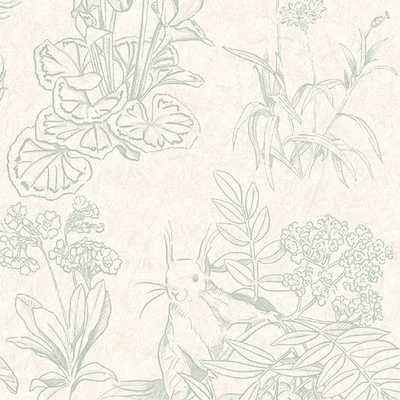 Carta da parati Woodland Friends verde panna animali foresta lavabile ecodeco