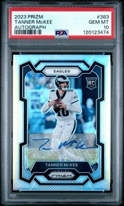 2023 Tanner McKee Prizm Silver Auto Rookie PSA 10 Philadelphia Eagles QB #383
