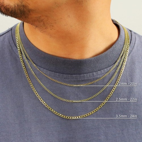 14K Yellow Gold 2mm-7.5mm Cuban Link Curb Chain Necklace Mens Womens, 16"- 30" - Picture 2 of 108