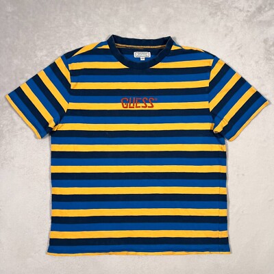 トップス 08 sircus GIMA cotton stripe knit shirt GUESS Men's Panama Stripe Knit Shirt, Jet Black Multi at