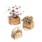 Rustic Recycled Wood Handbag Tote Planter Set 3 Vintage Style Storage Pot