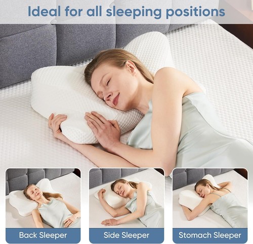 Cervical Ergonomic Contour Neck Pillows Neck Pain Relief Memory Foam Bed Pillow - Picture 23 of 25