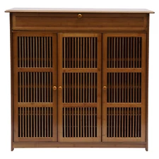 39" Bamboo Shoe Cabinet with Drawer 3-Doors Shoe Cabinet High Heels Storage Rack