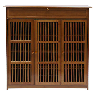 #ad #ad 39quot; Bamboo Shoe Cabinet with Drawer 3 Doors Shoe Cabinet High Heels Storage Rack $154.66